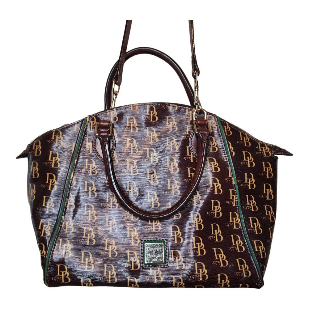 Dooney & Bourke 1975 Anniversary Monogram Canvas+Leather Satchel Bag Purse